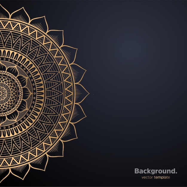 Lujo diseño de mandala ornamental fondo en color oro