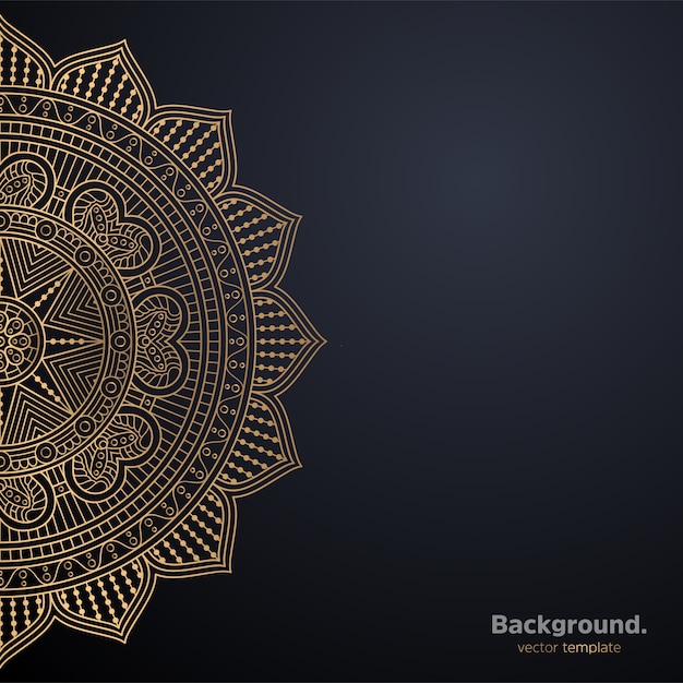 Lujo diseño de mandala ornamental fondo en color oro