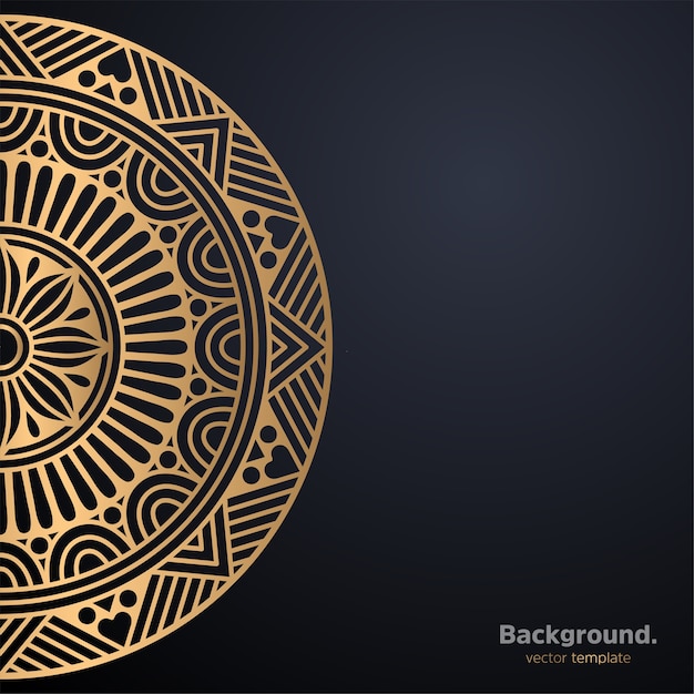 Lujo diseño de mandala ornamental fondo en color oro