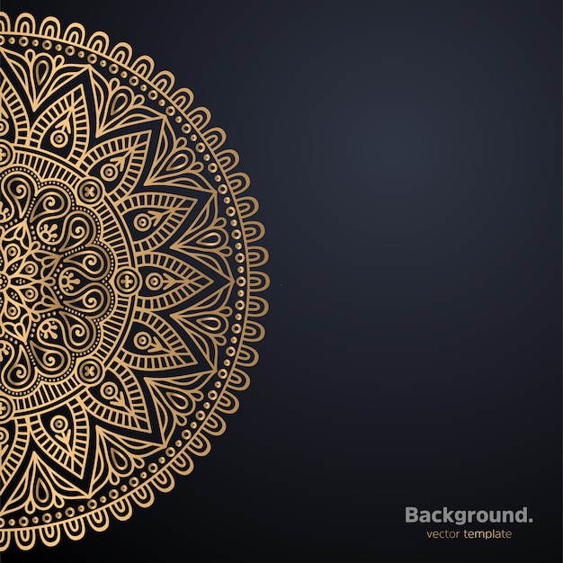 Lujo diseño de mandala ornamental fondo en color oro