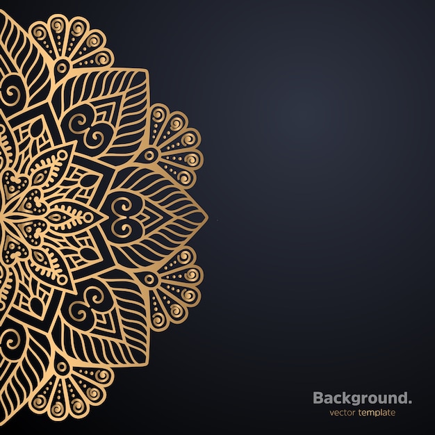 Lujo diseño de mandala ornamental fondo en color oro