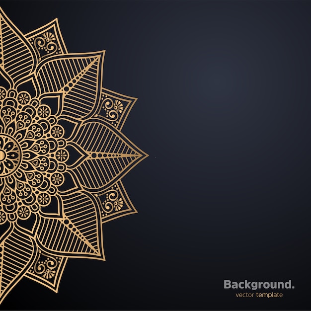 Lujo diseño de mandala ornamental fondo en color oro
