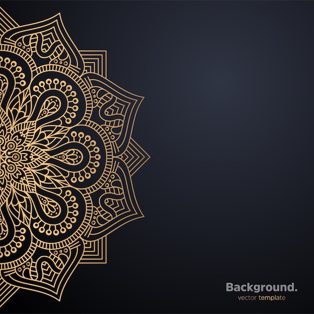 Lujo diseño de mandala ornamental fondo en color oro