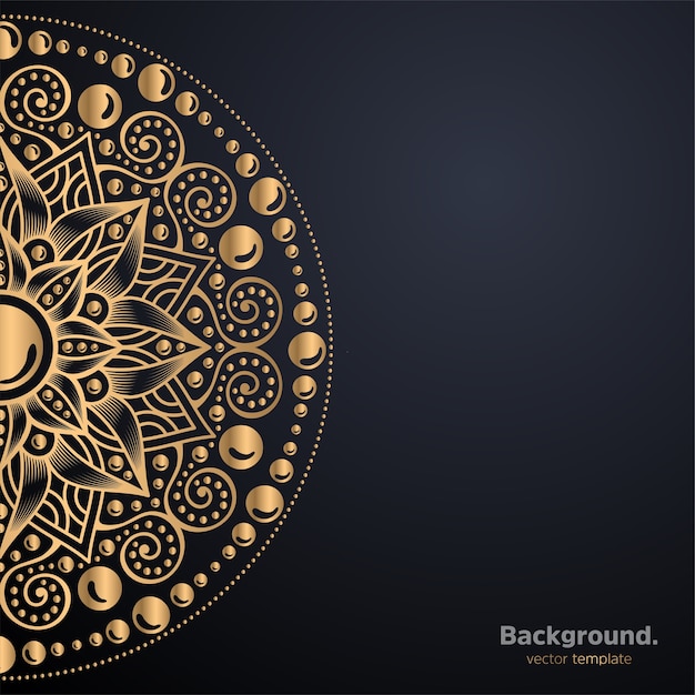 Lujo diseño de mandala ornamental fondo en color oro