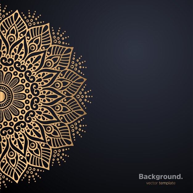Lujo diseño de mandala ornamental fondo en color oro