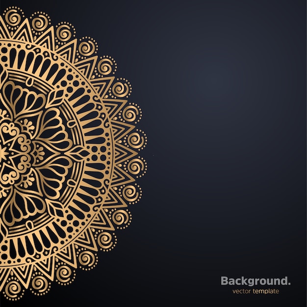 Lujo diseño de mandala ornamental fondo en color oro
