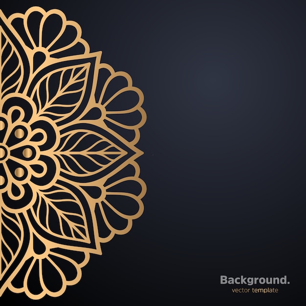 Lujo diseño de mandala ornamental fondo en color oro