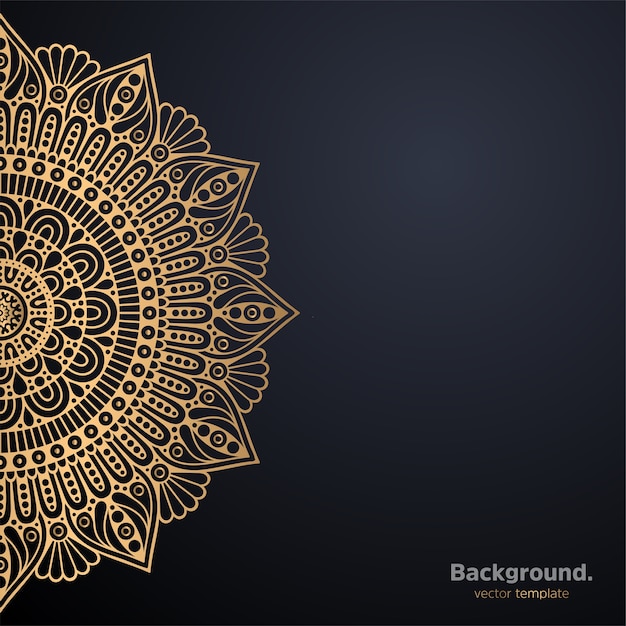 Lujo diseño de mandala ornamental fondo en color oro