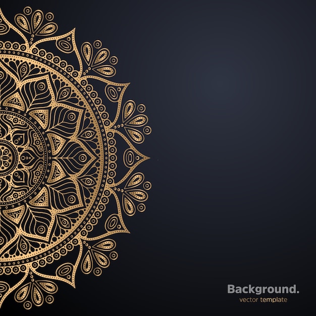 Lujo diseño de mandala ornamental fondo en color oro