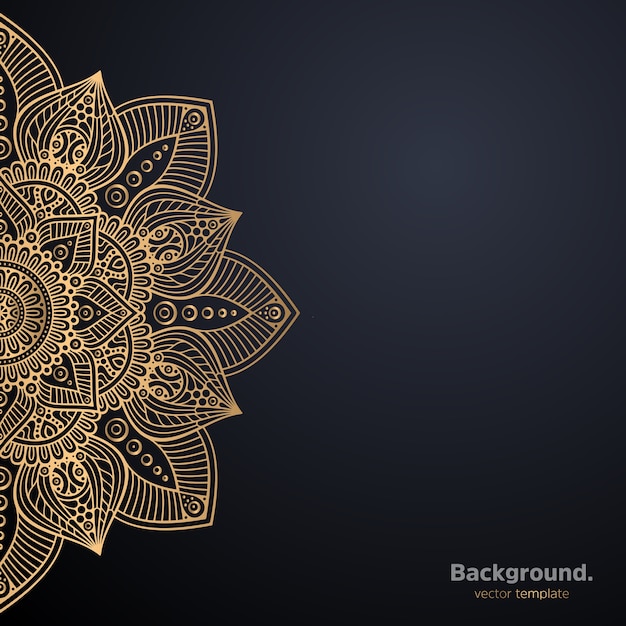 Lujo diseño de mandala ornamental fondo en color oro