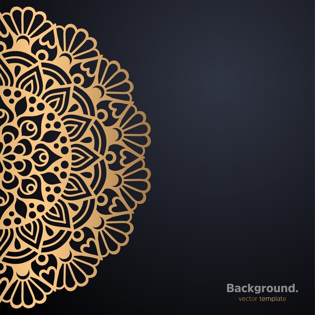Lujo diseño de mandala ornamental fondo en color oro