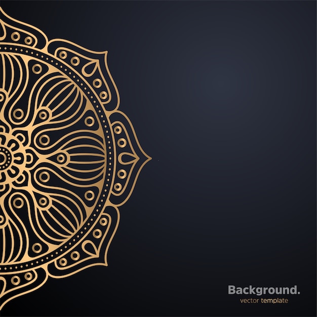 Lujo diseño de mandala ornamental fondo en color oro