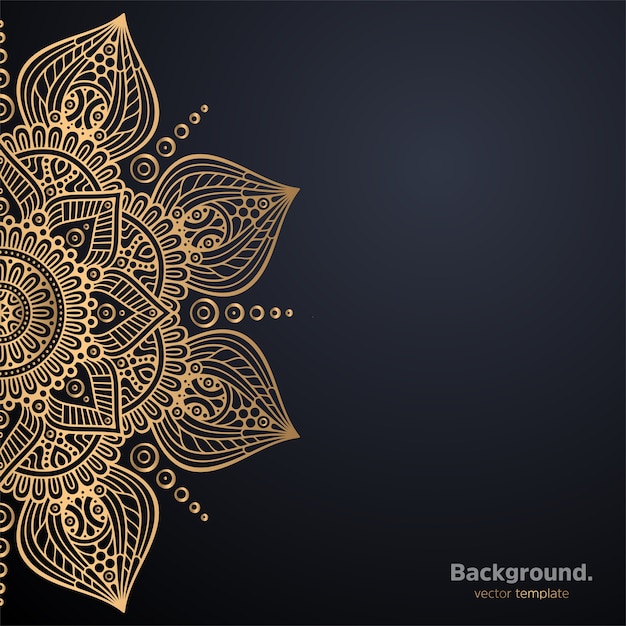 Lujo diseño de mandala ornamental fondo en color oro