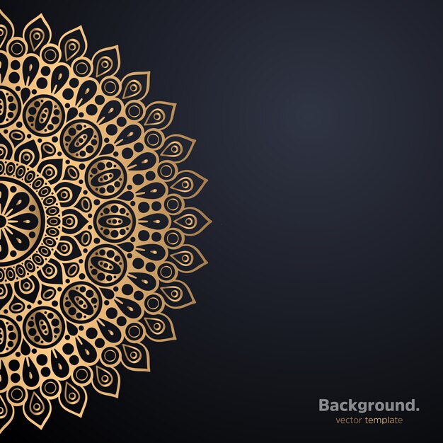 Lujo diseño de mandala ornamental fondo en color oro