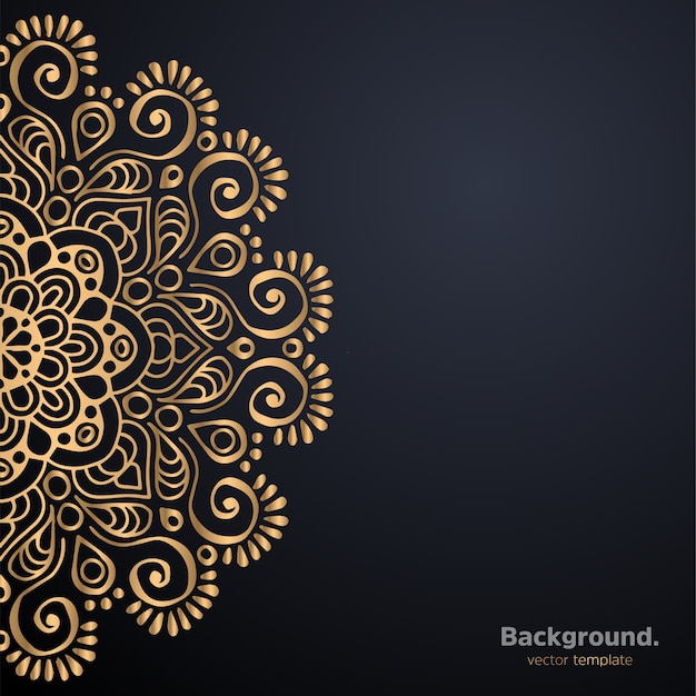 Lujo diseño de mandala ornamental fondo en color oro