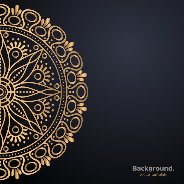 Lujo diseño de mandala ornamental fondo en color oro