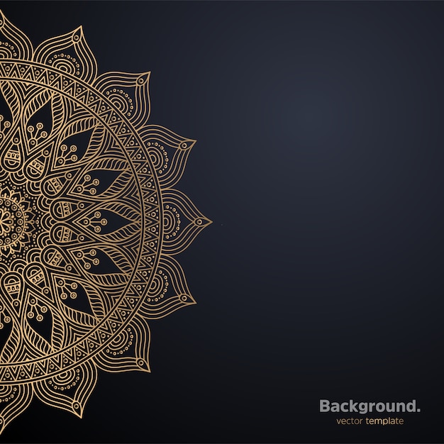 Lujo diseño de mandala ornamental fondo en color oro