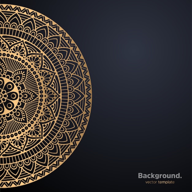 Lujo diseño de mandala ornamental fondo en color oro