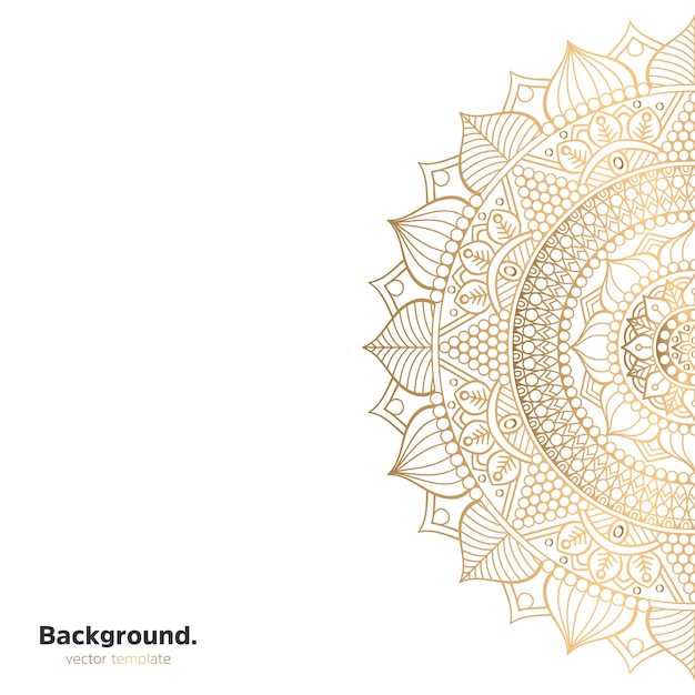 Lujo diseño de mandala ornamental fondo en color oro