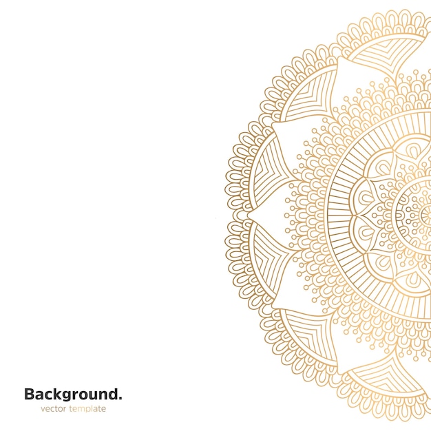 Lujo diseño de mandala ornamental fondo en color oro