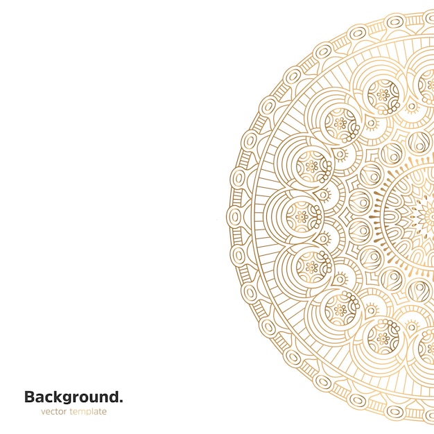 Lujo diseño de mandala ornamental fondo en color oro