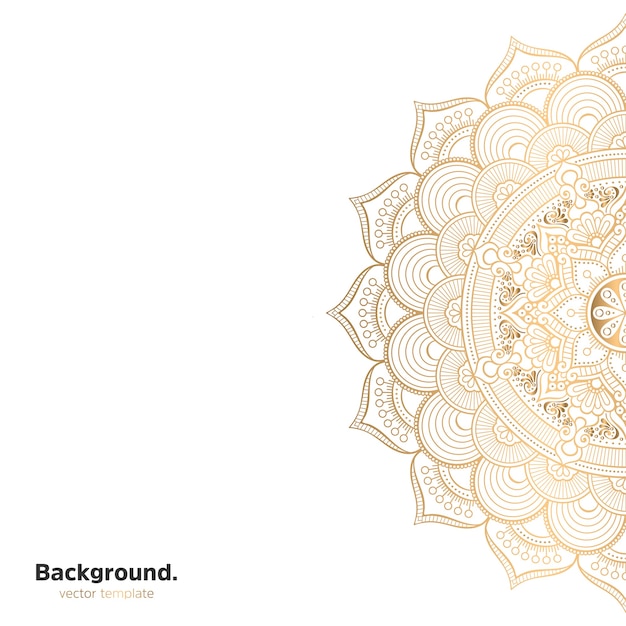 Lujo diseño de mandala ornamental fondo en color oro