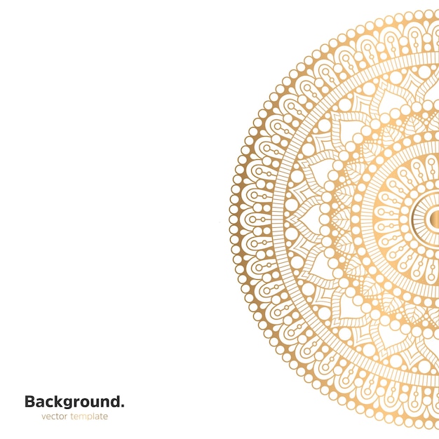Lujo diseño de mandala ornamental fondo en color oro
