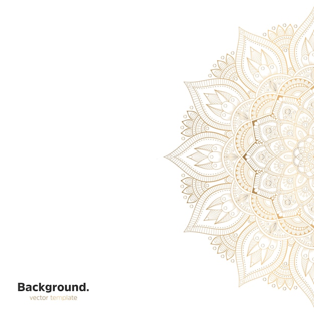 Lujo diseño de mandala ornamental fondo en color oro