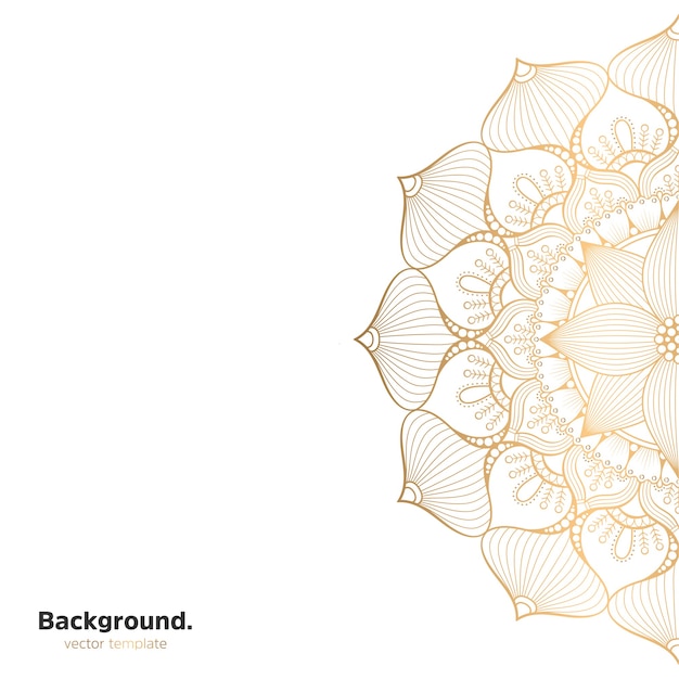Lujo diseño de mandala ornamental fondo en color oro