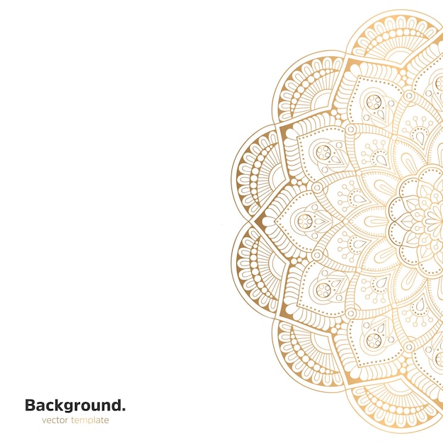 Lujo diseño de mandala ornamental fondo en color oro