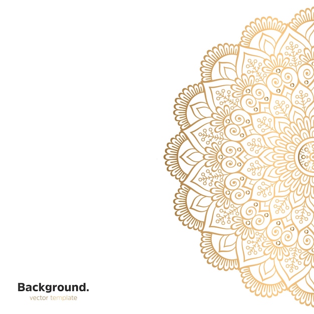 Lujo diseño de mandala ornamental fondo en color oro