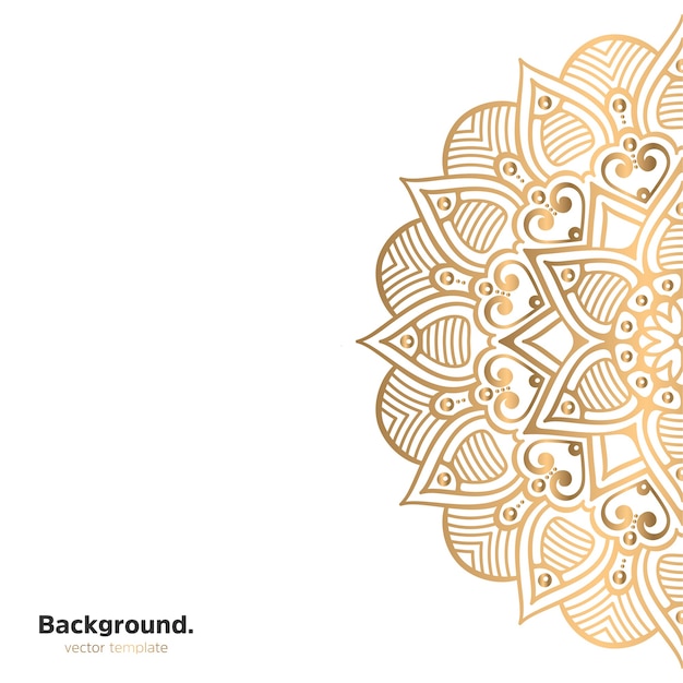 Lujo diseño de mandala ornamental fondo en color oro