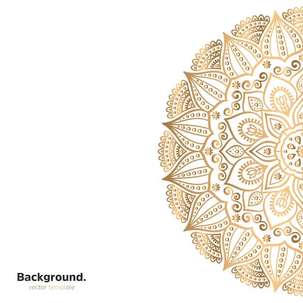 Lujo diseño de mandala ornamental fondo en color oro