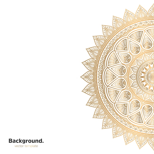 Lujo diseño de mandala ornamental fondo en color oro
