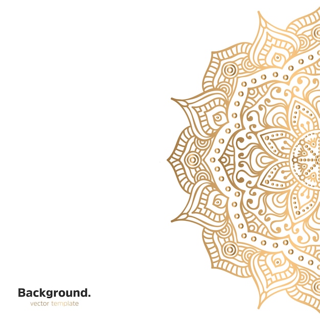 Lujo diseño de mandala ornamental fondo en color oro