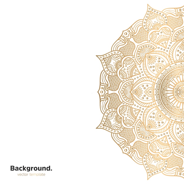 Lujo diseño de mandala ornamental fondo en color oro