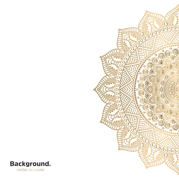 Lujo diseño de mandala ornamental fondo en color oro