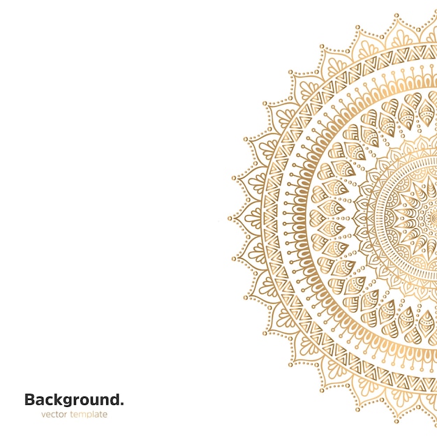 Lujo diseño de mandala ornamental fondo en color oro