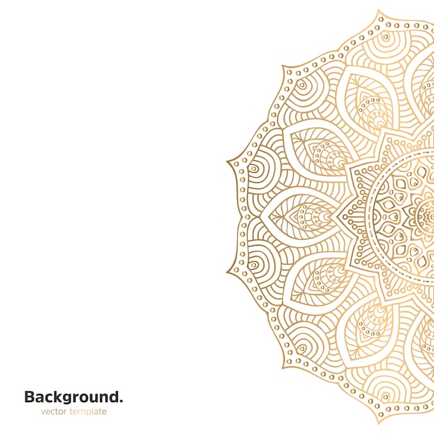 Lujo diseño de mandala ornamental fondo en color oro