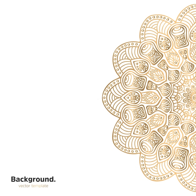 Lujo diseño de mandala ornamental fondo en color oro