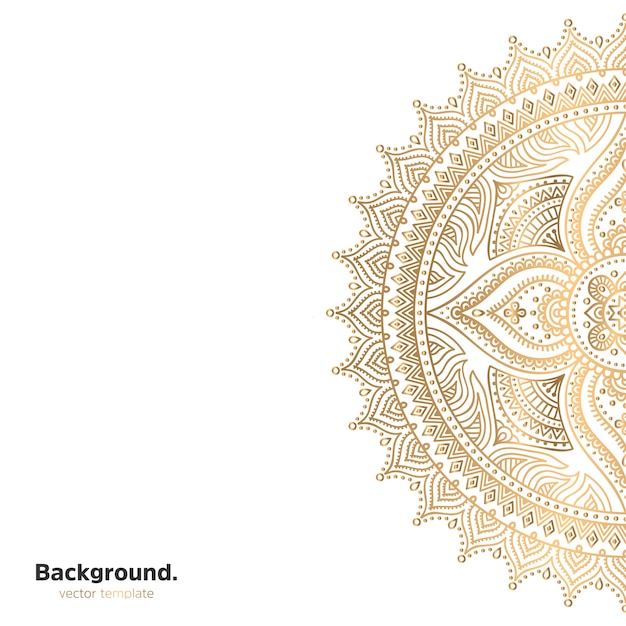 Lujo diseño de mandala ornamental fondo en color oro