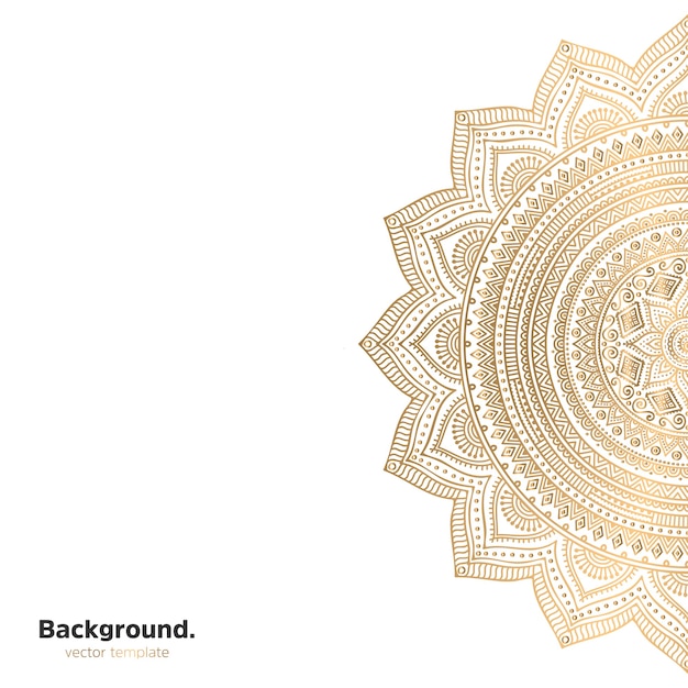 Lujo diseño de mandala ornamental fondo en color oro