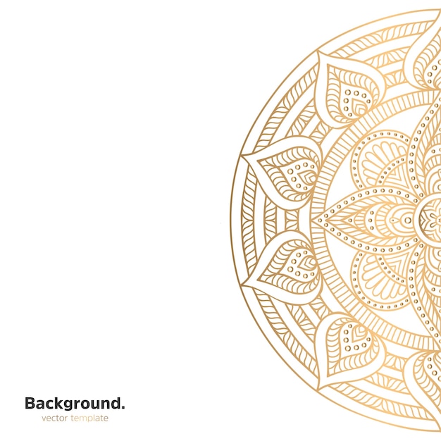 Lujo diseño de mandala ornamental fondo en color oro