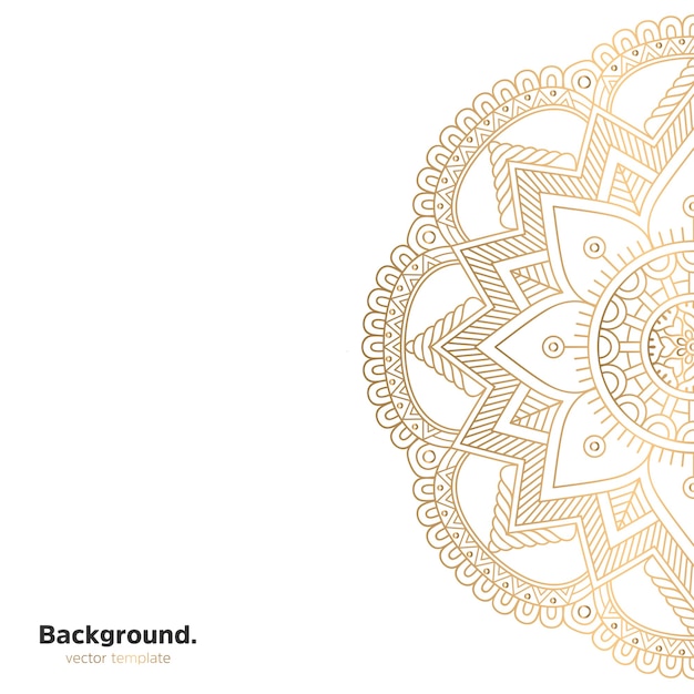 Lujo diseño de mandala ornamental fondo en color oro