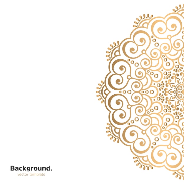 Lujo diseño de mandala ornamental fondo en color oro