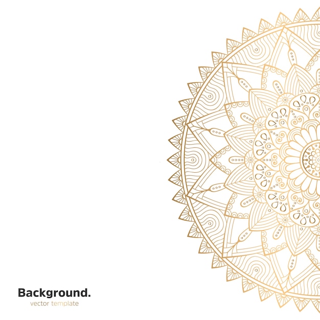 Lujo diseño de mandala ornamental fondo en color oro