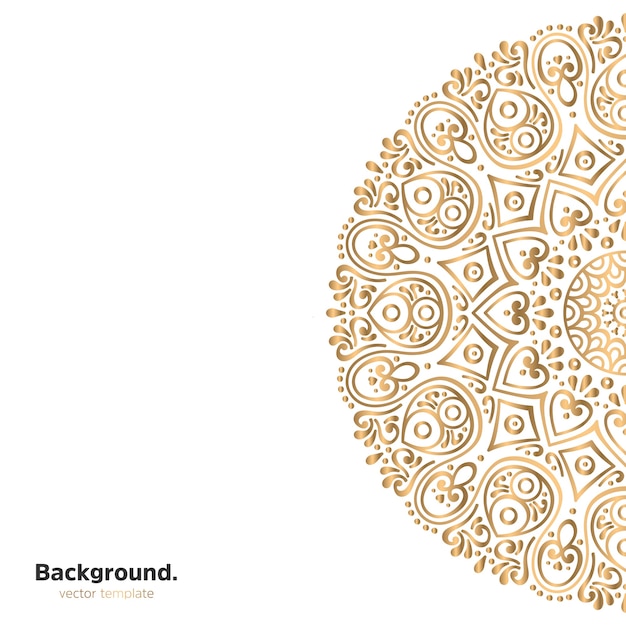 Lujo diseño de mandala ornamental fondo en color oro