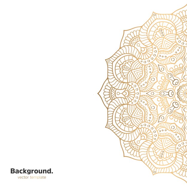Lujo diseño de mandala ornamental fondo en color oro