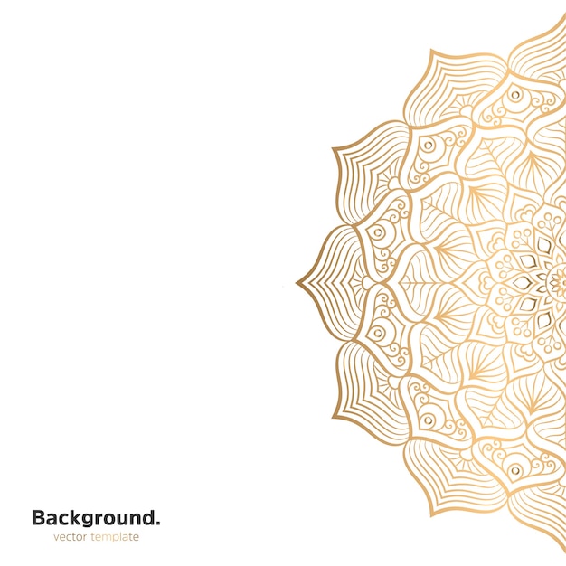 Lujo diseño de mandala ornamental fondo en color oro