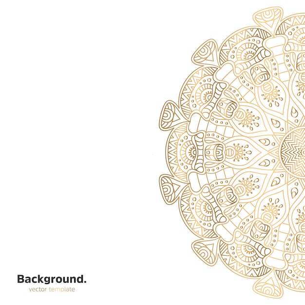 Lujo diseño de mandala ornamental fondo en color oro